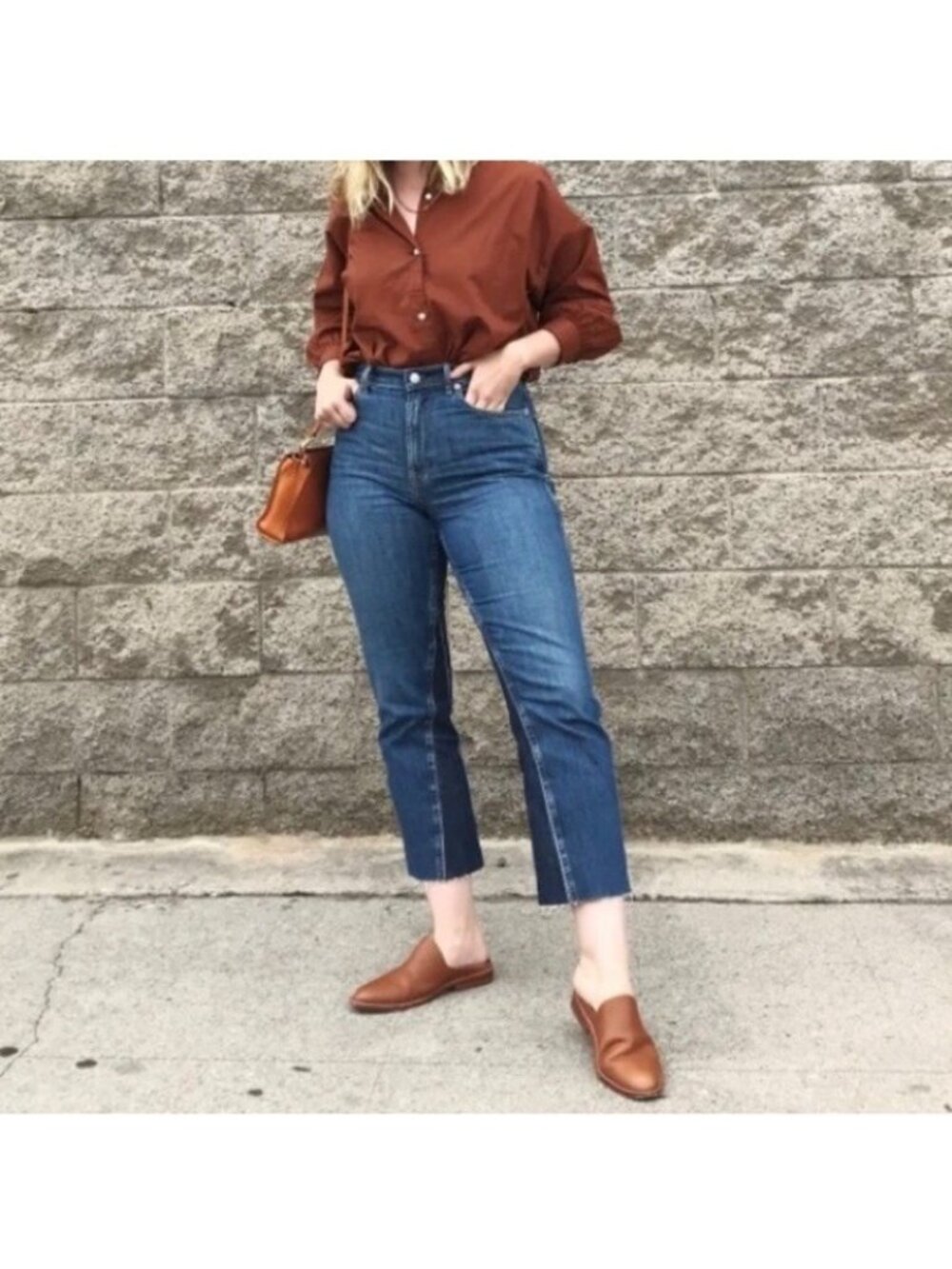 Everlane The Cheeky Bootcut Jeans Womens Size 26 Crop High Rise Blue Denim